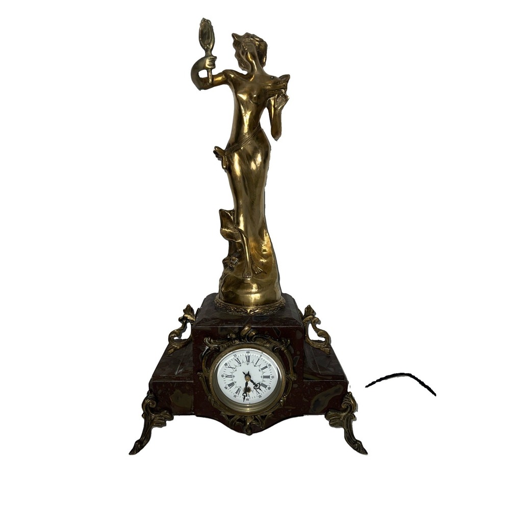 (100)Bronze French Digital mantel clock, from the late 19th to early 20th centur